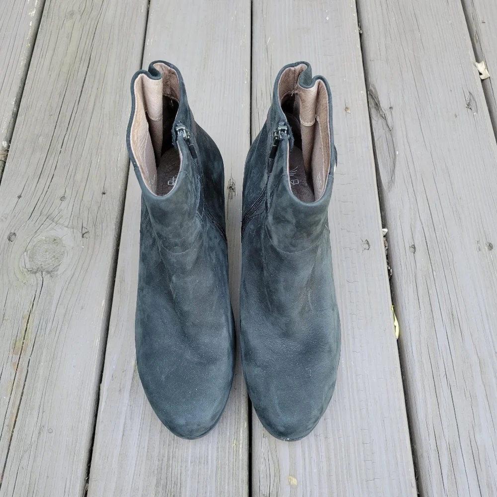 Dansko Hartley Black Nubuck Suede Leather‎ Buckle Heeled Ankle Boots Booties 41